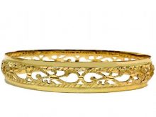צמיד זהב 14K שמיניות מרוקאי משולב חריטת יהלום עם נצנץ וקנטים חלק בצדדים (520601)