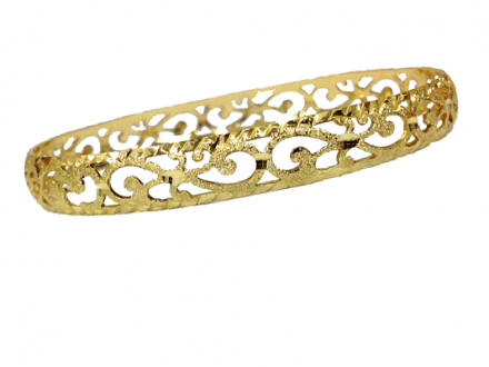 צמיד זהב 14K שמיניות מרוקאי משולב חריטת יהלום על רקע נצנץ (2061)