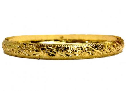 צמיד זהב 14K ממולא בחריטה אומנותית מוטבעת חזק הכל בעבודת יד (2082)