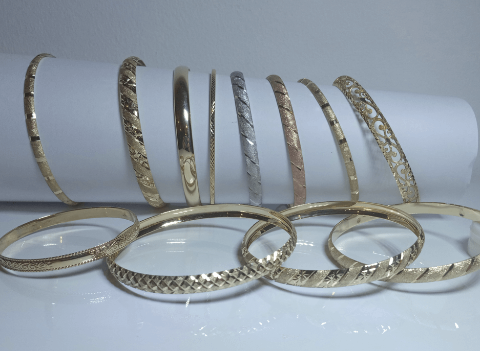 צמידי זהב קשיחים לאישה מרוקאים זהב מלא 14 קראט - צמידי צמד Zemed